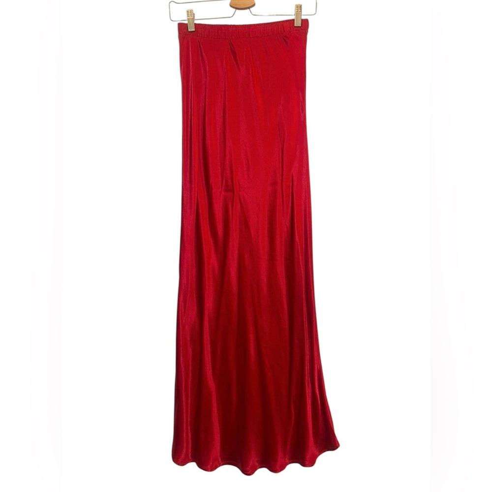 Nation LTD Gaia Satin Elastic Waist Bias Slip Maxi Skirt - Picture 3 of 5